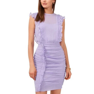 Msk Women's Ruffled Ruched Sheath Dress Periwinkle, Size: Petite Small NWT
